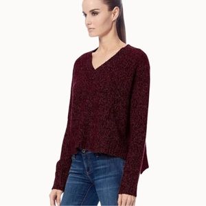 360 Cashmere Dakota Bordeaux 100% cashmere marled mouliné v-neck sweater